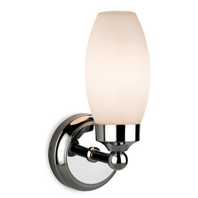 B&Q -  Luminosa Reef 1 Light Bathroom Wall Light Chrome With Opal Glass Ip44E14