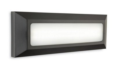 B&Q -  Luminosa Shine Outdoor Integrated Led Surface Mounted Wall & Step Light Rectangle Graphite Ip65