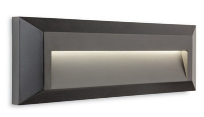 B&Q -  Luminosa Shine Outdoor Integrated Led Surface Mounted Wall & Step Light Rectangle Graphite Ip65
