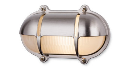Luminosa Lighting Luminosa Nautic Outdoor Brass Bulkheads Wall Light Oval Nickel Finish Ip64E27 from B&Q