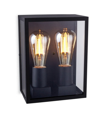 Luminosa Lighting Luminosa Houston Outdoor Flush Box Wall Light Black Ip44E27