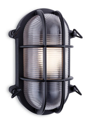 Luminosa Lighting Luminosa Turin Outdoor Bulkhead Wall Light Oval Black Ip65E27 from B&Q