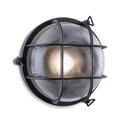 Luminosa Lighting Luminosa Turin Outdoor Bulkhead Wall Light Round Black Ip65E27 from B&Q