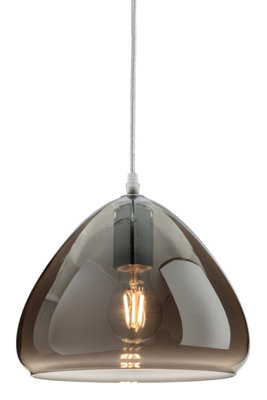 Luminosa Lighting Luminosa Willis Dome Pendant Light Chrome With Smoked Glass from B&Q