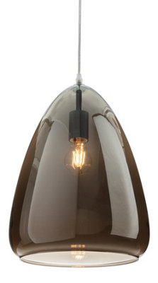 Luminosa Lighting Luminosa Willis Dome Pendant Light Chrome With Smoked Glass from B&Q
