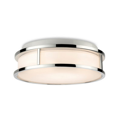 B&Q -  Luminosa Adelaide Bathroom Cylindrical Led Flush Ceiling Fitting Chrome With Opal White Glass Ip44