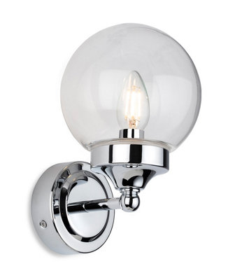 Luminosa Lighting Luminosa Oscar Bathroom Globe Wall Light Chrome With Clear Glass Ip44 from B&Q