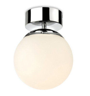 Luminosa Lighting Luminosa Brook Bathroom Globe Led Flush Ceiling Fitting Chrome With Opal White Glass Ip44 from B&Q