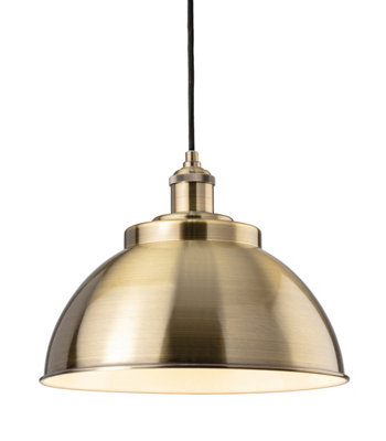Luminosa Lighting Luminosa Genoa Industrial Dome Pendant Light Antique Brass from B&Q