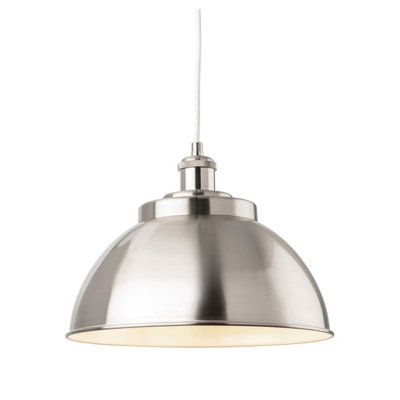 B&Q -  Luminosa Genoa Industrial Dome Pendant Light Brushed Steel