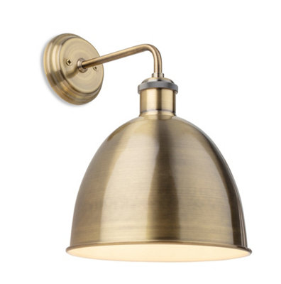 Luminosa Lighting Luminosa Genoa Industrial Dome Wall Light Antique Brass from B&Q