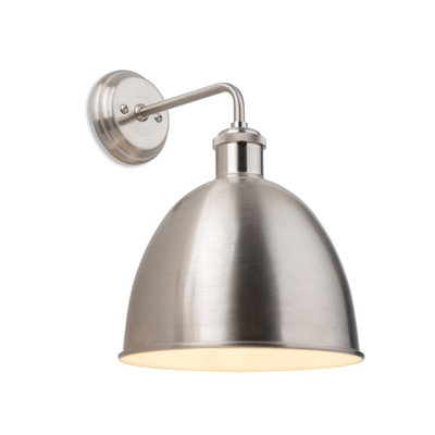 B&Q -  Luminosa Genoa Industrial Dome Wall Light Brushed Steel