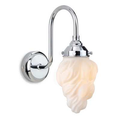 B&Q -  Luminosa Flame Wall Light Chrome With White Glass Ip44