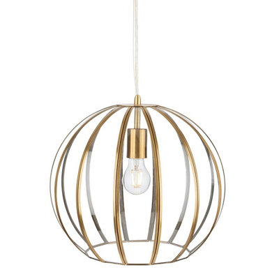 B&Q -  Luminosa Lincoln Pendant Light Antique Brass With Clear Glass