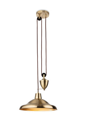 Luminosa Lighting Luminosa Suffolk Rise & Fall Pendant Light Antique Brass from B&Q