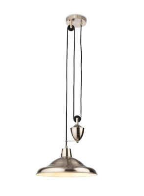 Luminosa Lighting Luminosa Suffolk Rise & Fall Pendant Light Brushed Steel from B&Q