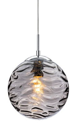 Luminosa Lighting Luminosa Mercury Globe Pendant Light Chrome With Smoked Glass from B&Q