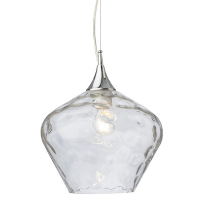B&Q -  Luminosa Titan Dome Pendant Light Chrome With Clear Glass