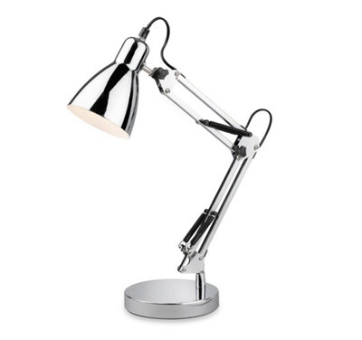 Luminosa Lighting Luminosa Riley Taskl Light Table Lamp Chrome from B&Q