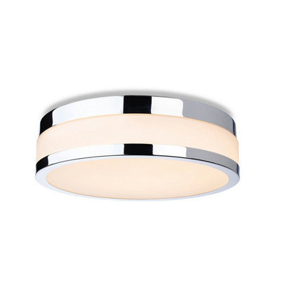 B&Q -  Luminosa Marnie 290Cm Led Flush Ceiling Fitting Chrome With Opal White Glass Ip44