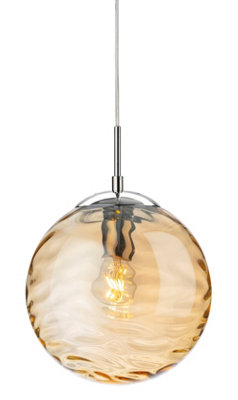 Luminosa Lighting Luminosa Mercury Globe Pendant Light Chrome With Amber Glass from B&Q