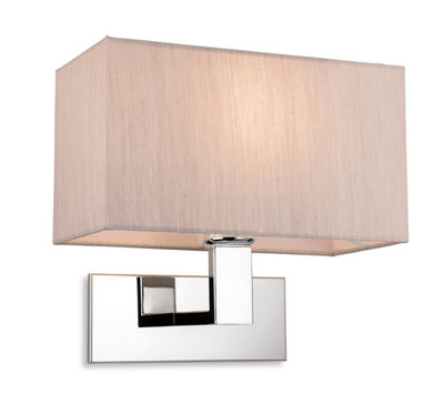 Luminosa Lighting Luminosa Raffles Wall Lamp Chrome With Rectangle Oyster Shade from B&Q