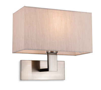 Luminosa Lighting Luminosa Raffles Wall Lamp Brushed Steel With Rectangle Oyster Shade from B&Q