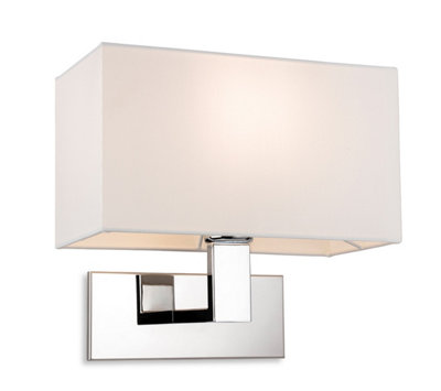 Luminosa Lighting Luminosa Raffles Wall Lamp Chrome With Rectangle Cream Shade from B&Q
