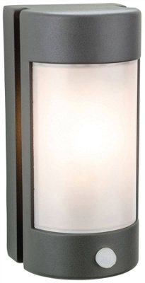 Luminosa Lighting Luminosa Arena 1 Light Outdoor Wall Light LightPir GraphiteOpal Polycarbonate Diffuser Ip44E27 from B&Q