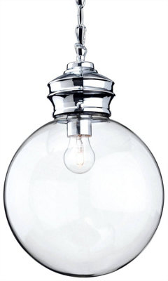 Luminosa Lighting Luminosa Omar 1 Light Globe Ceiling Pendant ChromeClear GlassE27 from B&Q