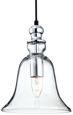 Luminosa Lighting Luminosa Omar 1 Light Dome Ceiling Pendant ChromeClear GlassE27 from B&Q