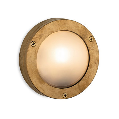 Luminosa Lighting Luminosa Nautic Bulkhead Brass With Frosted Glass Ip64 from B&Q