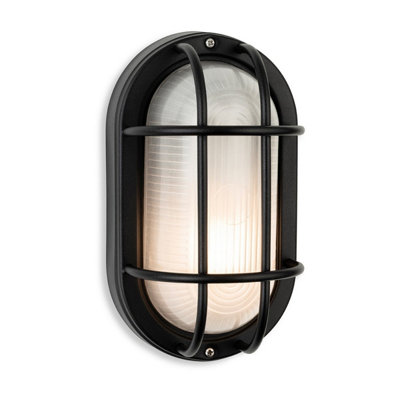 Luminosa Lighting Luminosa Lugo Bulkhead Black With Frosted Glass Ip44 from B&Q