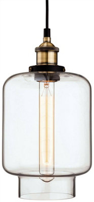 Luminosa Lighting Luminosa Empire 1 Light Ceiling Pendant Antique BrassClear GlassE27 from B&Q