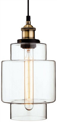 Luminosa Lighting Luminosa Empire 1 Light Ceiling Pendant Antique BrassClear GlassE27 from B&Q
