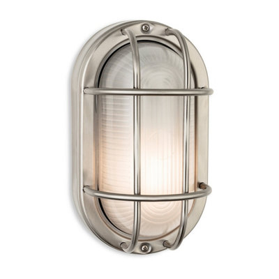 Luminosa Lighting Luminosa Lugo Bulkhead Stainless Steel With Frosted Glass Ip44 from B&Q
