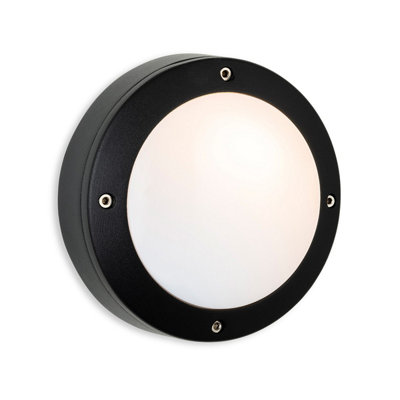Luminosa Lighting Luminosa Nova Wall Light Black With White Polycarbonate Diffuser Ip44 from B&Q