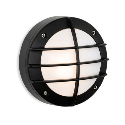 Luminosa Lighting Luminosa Nova Wall Light Black With White Polycarbonate Diffuser Ip44 from B&Q