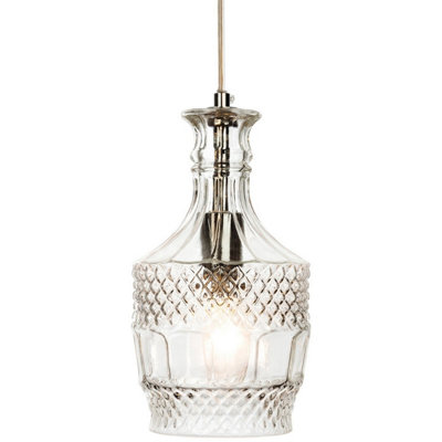 B&Q -  Luminosa Decanter 1 Light Ceiling Pendant ChromeClear Decorative GlassE14