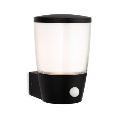 Luminosa Lighting Luminosa Forbes Wall Light With Pir Black With White Duplex Polycarbonate Diffuser Ip44 from B&Q
