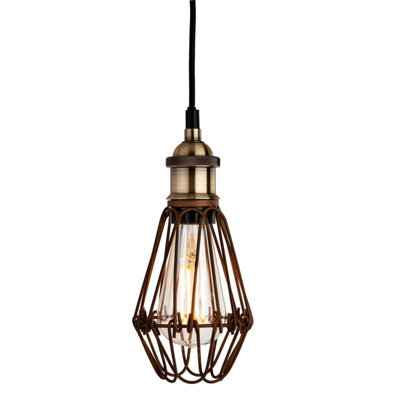 B&Q -  Luminosa Arcade 1 Light Ceiling Pendant Rustic BrownE27