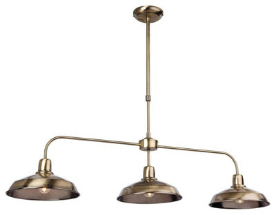Luminosa Lighting Luminosa Lounge 3 Light Ceiling Pendant Bar Antique BrassE14 from B&Q