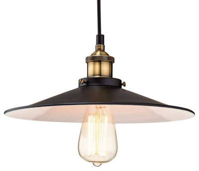 Luminosa Lighting Luminosa Empire 1 Light Dome Ceiling Pendant BlackAntique BrassE27 from B&Q