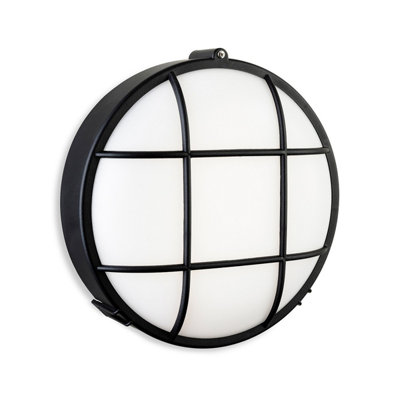 B&Q -  Luminosa Lewis Led Resin BulkheadRound Black With White Polycarbonate Diffuser Ip44
