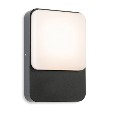 B&Q -  Luminosa Hero Led Wall Light Graphite With White Polycarbonate Diffuser Ip54