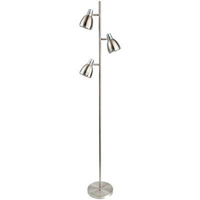 Luminosa Lighting Luminosa Vogue 3 Light Floor Lamp Brushed SteelChromeE14 from B&Q
