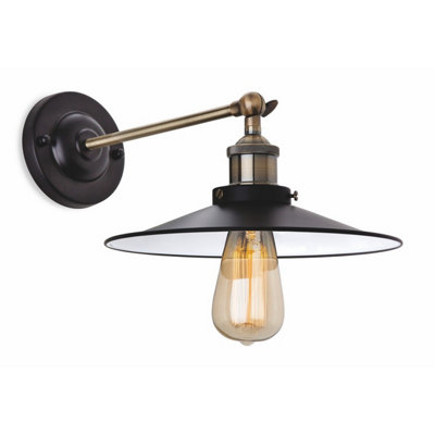 B&Q -  Luminosa Ashby 1 Light Indoor Dome Wall Light BlackAntique BrassE27