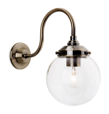 Luminosa Lighting Luminosa Victoria 1 Light Wall Light Antique BrassClear Glass ShadeE27 from B&Q