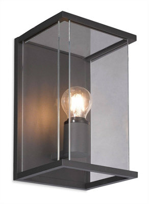 B&Q -  Luminosa Carlton 1 Light Outdoor Wall Lantern GraphiteClear Glass Ip54E27