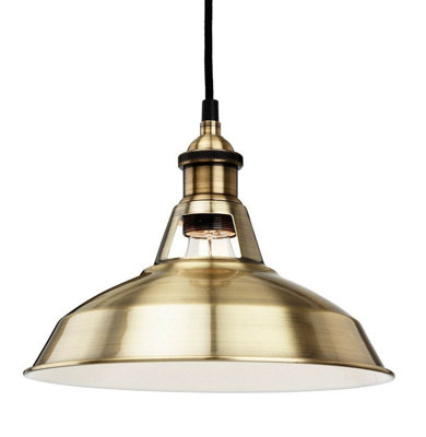 Luminosa Lighting Luminosa Albany 1 Light Dome Ceiling Pendant Antique BrassE27